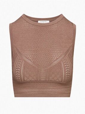 Babaton Pointelle Knit Crop Top Deep Taupe
